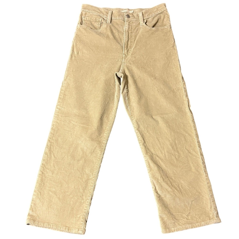 Levi's Ribcage Straight Ankle Corduroy Pants Womens 31 Tan High Rise 30x25